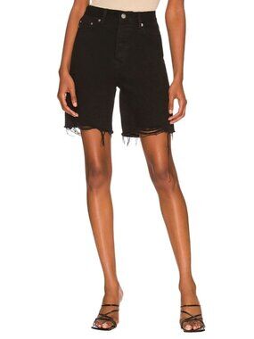 Lover and Friends Devon High Rise 90's Cut Off Long Shorts Size 26 Black Denim